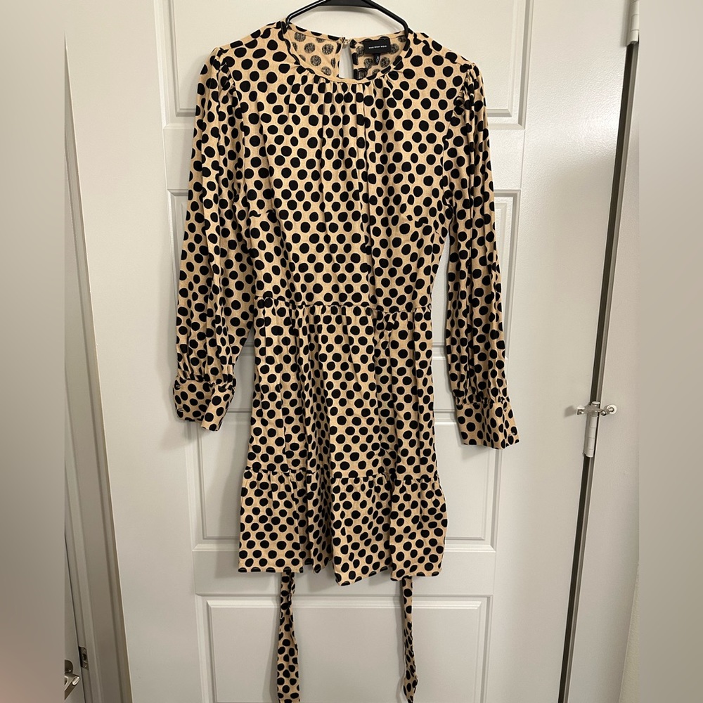 Polka Dot A Line Long Sleeve Dress